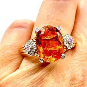 NWT Chuck Clemency Sterling Silver Citrine Topaz Ring Size 11 Floral  Statement